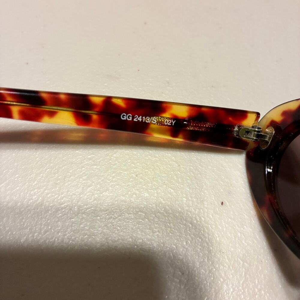 Vintage Gucci GG 2413/S 02Y Oval Tortoise Sunglasses Brown Made In Italy READ - Picture 12 of 16